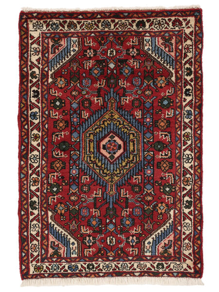 60X88 Asadabad Vloerkleed Oosters Zwart/Donkerrood (Wol, Perzië/Iran) Carpetvista