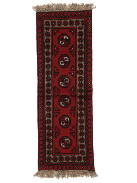  Afghan Fine Covor 50X140 Lână Negru/Dark Red Mic Carpetvista