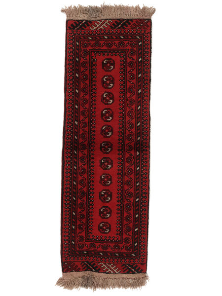  Afghan Fine Covor 50X140 Lână Negru/Dark Red Mic Carpetvista