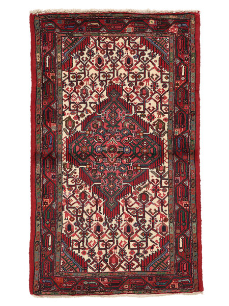 80X131 Dywan Hamadan Orientalny Czarny/Ciemnoczerwony (Wełna, Persja/Iran) Carpetvista