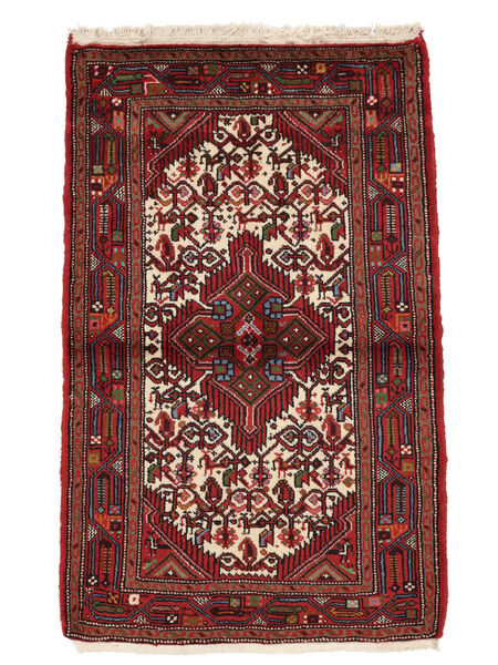  Hamadan Covor 82X128 Persan Lână Negru/Dark Red Mic Carpetvista