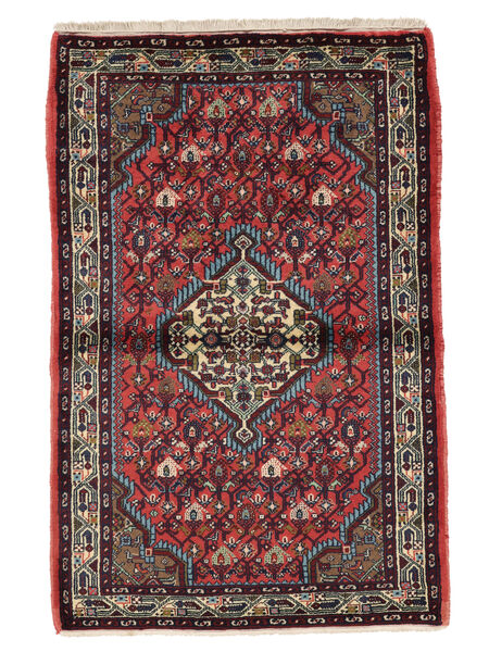  Persischer Asadabad Teppich 86X134 Schwarz/Dunkelrot (Wolle, Persien/Iran)