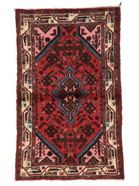 80X135 Hamadan Vloerkleed Oosters Zwart/Donkerrood (Wol, Perzië/Iran) Carpetvista