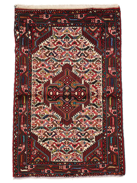 Hamadan Vloerkleed 80X120 Zwart/Donkerrood Wol, Perzië/Iran Carpetvista