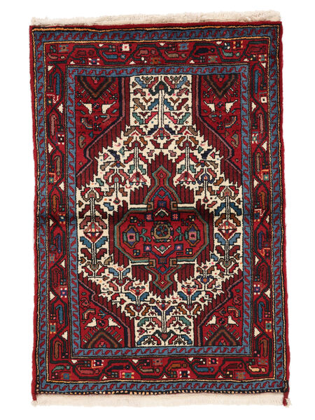 85X125 Tapete Hamadã Oriental Preto/Vermelho Escuro (Lã, Pérsia/Irão) Carpetvista