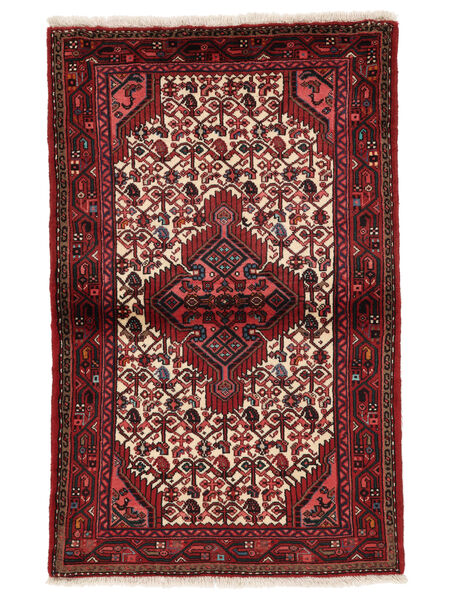  Perzisch Hamadan Vloerkleed 85X132 Zwart/Donkerrood (Wol, Perzië/Iran)