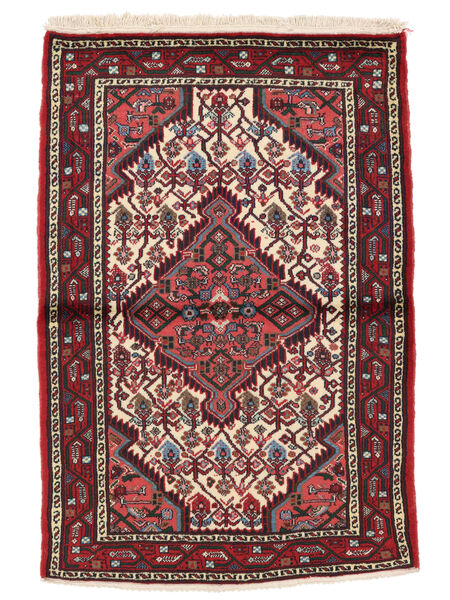 Hamadan Vloerkleed 80X112 Zwart/Donkerrood Wol, Perzië/Iran Carpetvista