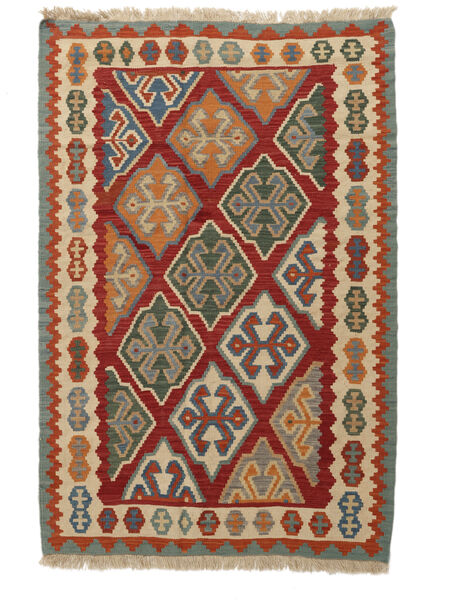 124X185 Tappeto Orientale Kilim Ghashghai Rosso Scuro/Verde Scuro ( Persia/Iran) Carpetvista