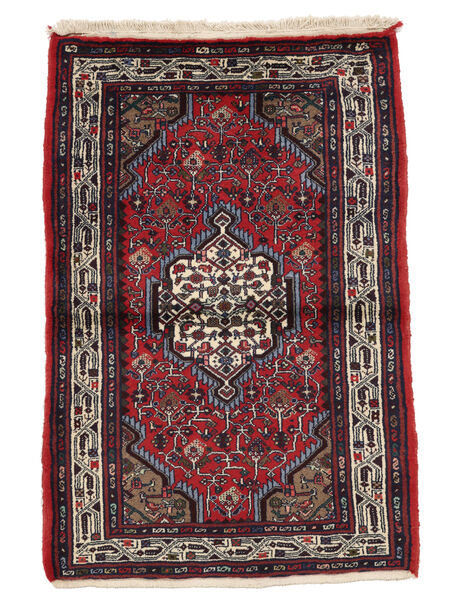  Perzisch Asadabad Vloerkleed 80X124 Zwart/Donkerrood Carpetvista