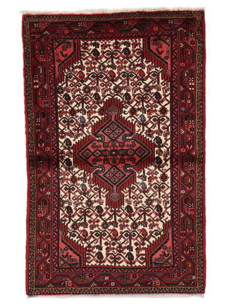 Hamadan Vloerkleed 82X130 Zwart/Donkerrood Wol, Perzië/Iran Carpetvista