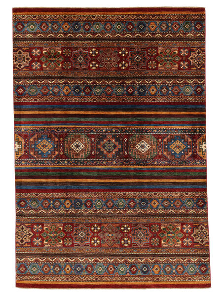  213X311 Shabargan Teppe Svart/Mørk Rød Afghanistan Carpetvista