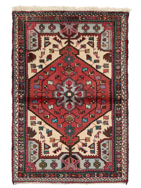 Tapete Oriental Hamadã 90X132 Preto/Vermelho Escuro (Lã, Pérsia/Irão)