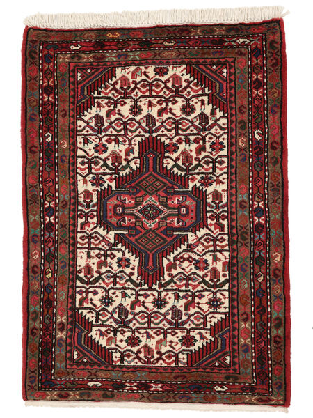 78X110 Dywan Orientalny Hamadan Czarny/Ciemnoczerwony (Wełna, Persja/Iran) Carpetvista