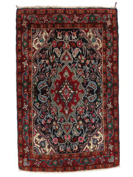 80X125 Hamadan Teppich Orientalischer Schwarz/Dunkelrot (Wolle, Persien/Iran) Carpetvista