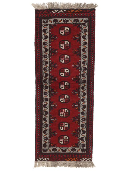 Afghan Fine Teppich 50X140 Läufer Schwarz/Dunkelrot Wolle, Afghanistan Carpetvista