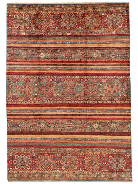 214X302 Shabargan Matta Modern Brun/Mörkröd (Ull, Afghanistan) Carpetvista