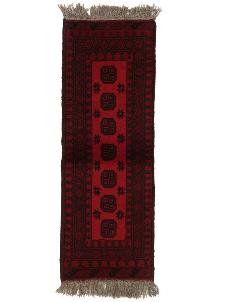 50X140 Afghan Fine Teppe Orientalsk Løpere Svart/Mørk Rød (Ull, Afghanistan) Carpetvista