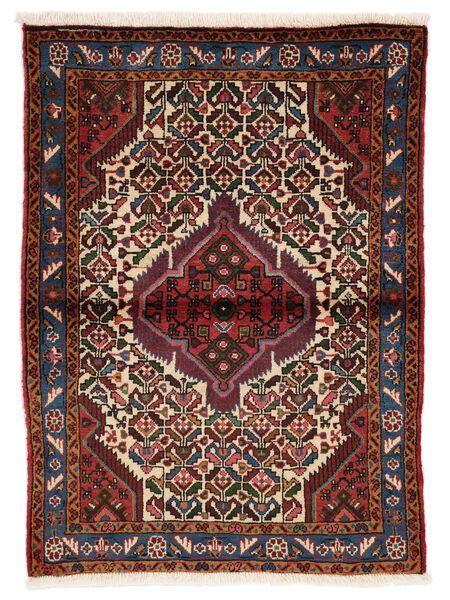 104X142 Tappeto Orientale Hamadan Nero/Rosso Scuro (Lana, Persia/Iran) Carpetvista