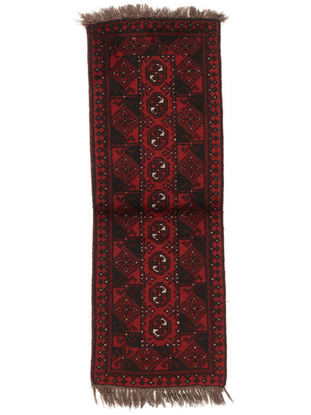  Afgan Fine Dywan 50X140 Wełniany Czarny/Ciemnoczerwony Mały Carpetvista