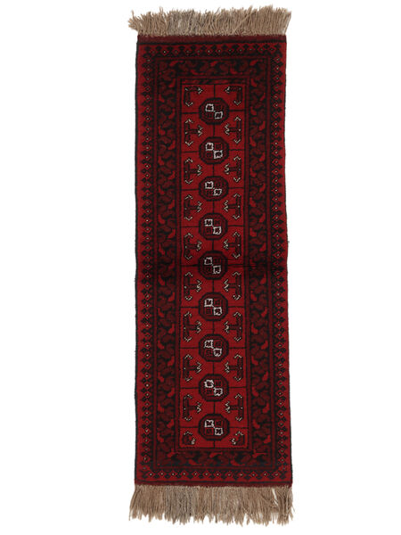 Afghan Fine Rug 50X140 Runner
 Black/Dark Red Wool, Afghanistan Carpetvista