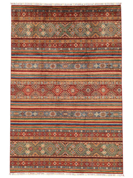 Tappeto Shabargan 208X309 Marrone/Rosso Scuro (Lana, Afghanistan)