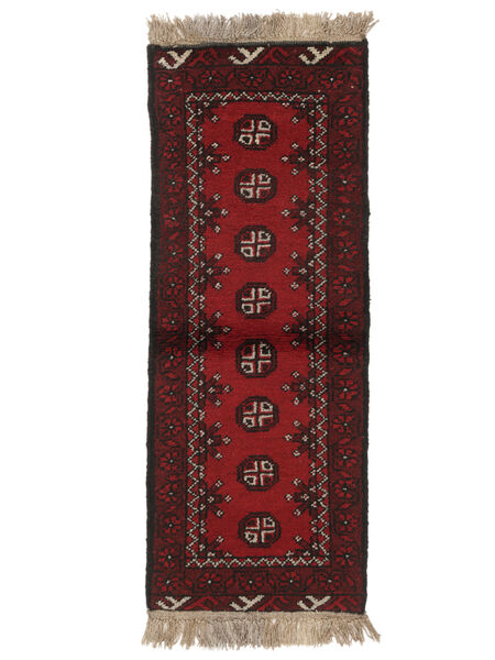 Afghan Fine Vloerkleed 50X140 Tapijtloper Zwart/Donkerrood Wol, Afghanistan Carpetvista