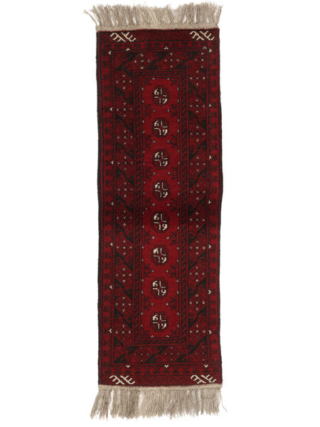  Afghan Fine Covor 50X140 Lână Negru/Dark Red Mic Carpetvista