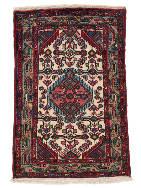 79X122 Tapete Hamadã Oriental Preto/Vermelho Escuro (Lã, Pérsia/Irão) Carpetvista