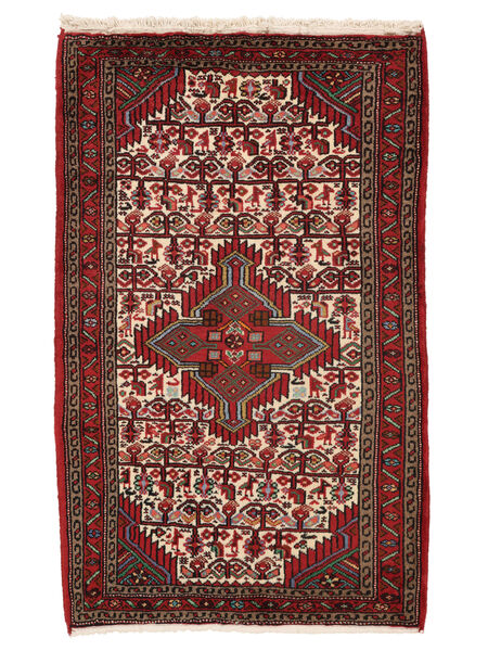 77X130 Dywan Orientalny Hamadan Czarny/Ciemnoczerwony (Wełna, Persja/Iran) Carpetvista