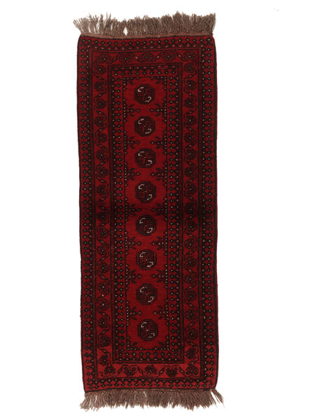 50X140 Tappeto Afghan Fine Orientale Passatoie Nero/Rosso Scuro (Lana, Afghanistan) Carpetvista