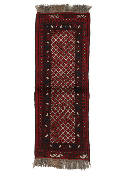 Afghan Fine Vloerkleed 50X140 Tapijtloper Zwart/Donkerrood Wol, Afghanistan Carpetvista