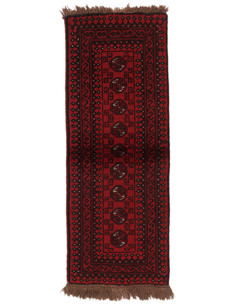  Afghan Fine Alfombra 50X140 De Lana Negro/Rojo Oscuro Pequeño Carpetvista