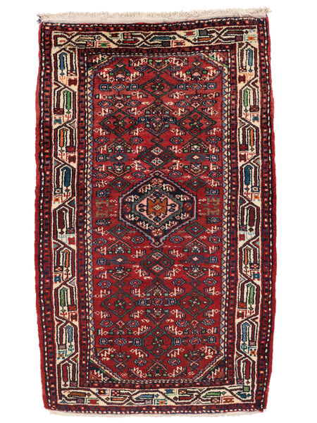  Orientalischer Asadabad Teppich 74X130 Schwarz/Dunkelrot Wolle, Persien/Iran Carpetvista