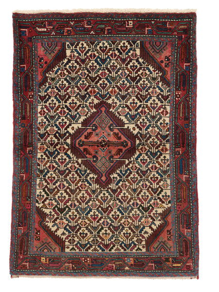 Hamadan Rug 105X150 Black/Dark Red Wool, Persia/Iran Carpetvista