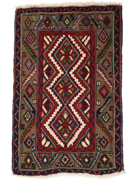  Orientalischer Asadabad Teppich 75X120 Schwarz/Dunkelrot Wolle, Persien/Iran Carpetvista