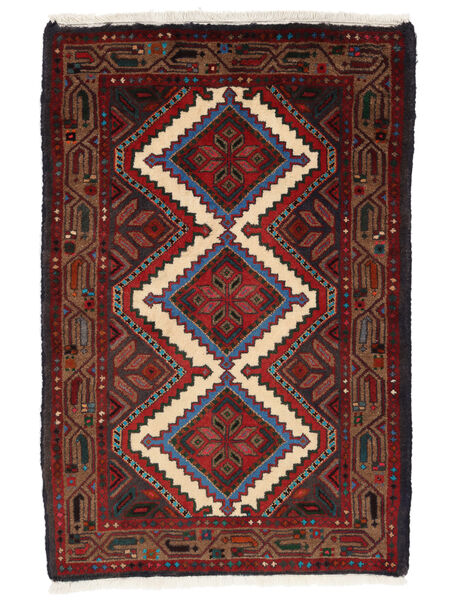 Asadabad Teppe 80X120 Svart/Mørk Rød Ull, Persia/Iran Carpetvista