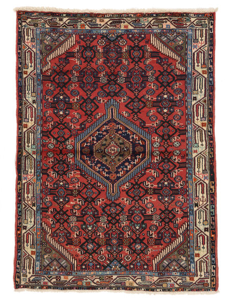 Asadabad Rug 100X142 Black/Dark Red Wool, Persia/Iran Carpetvista