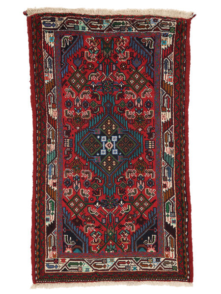 Alfombra Asadabad 75X130 Negro/Rojo Oscuro (Lana, Persia/Irán)