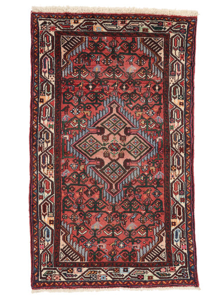 Hamadan Teppich 76X126 Schwarz/Dunkelrot Wolle, Persien/Iran Carpetvista