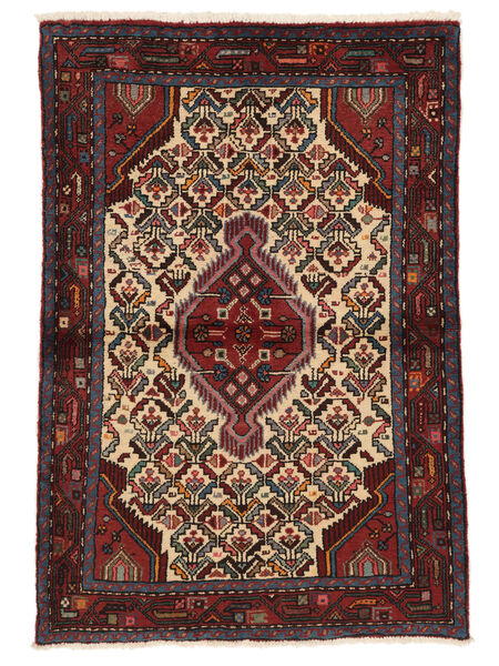  Persan Hamadan Covor 107X153 Negru/Dark Red Carpetvista