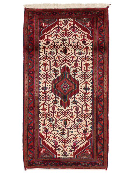  Hamadan Dywan 75X140 Perski Wełniany Ciemnoczerwony/Czarny Mały Carpetvista