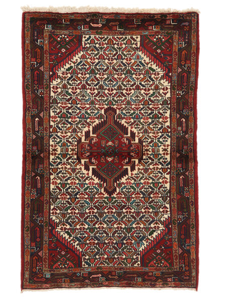  Hamadan Vloerkleed 100X160 Perzisch Wol Zwart/Donkerrood Klein Carpetvista