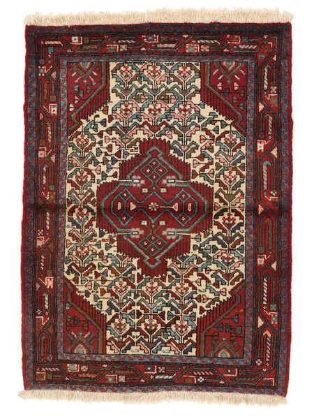  Hamadan Alfombra 107X147 Persa De Lana Negro/Rojo Oscuro Pequeño Carpetvista