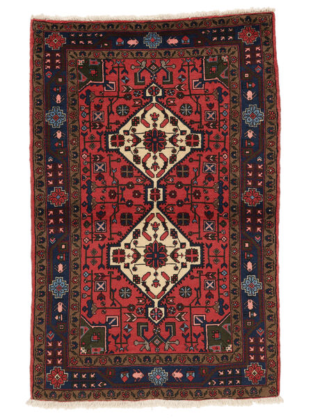 Hamadan Tæppe 103X155 Sort/Mørkerød Uld, Persien/Iran Carpetvista