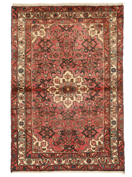 99X148 Alfombra Hosseinabad Oriental Marrón/Rojo Oscuro (Lana, Persia/Irán) Carpetvista