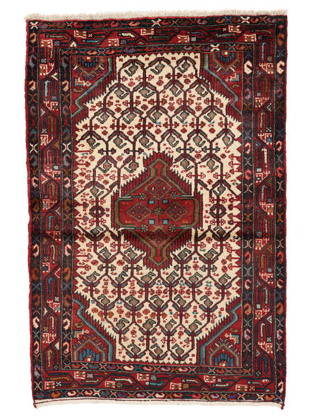  Hamadan Tappeto 108X165 Persiano Di Lana Nero/Rosso Scuro Piccolo Carpetvista