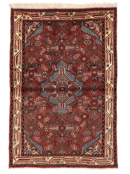  Asadabad Covor 98X145 Persan Lână Dark Red/Negru Mic Carpetvista