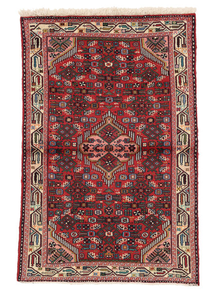 Alfombra Oriental Hamadan 95X145 Rojo Oscuro/Negro (Lana, Persia/Irán)