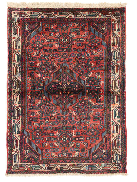 103X148 Hamadan Teppich Orientalischer Schwarz/Dunkelrot (Wolle, Persien/Iran) Carpetvista