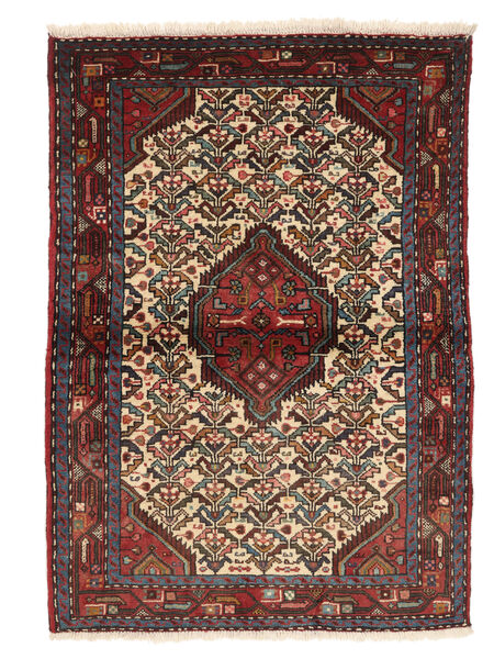 110X150 Tappeto Orientale Hamadan Nero/Rosso Scuro (Lana, Persia/Iran) Carpetvista